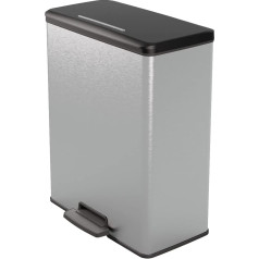 CURVER Deco Bin Plastic Silver Metallic 65 L