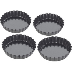 Tala Performance Tarteform, gerillt, 10cm, 4 Stück, Karbonstahl von professioneller Stärke, mit antihaftender Eclipse-Beschichtung, loser Boden, perfekt für herzhafte oder süße Tartes, Flans, Quiches