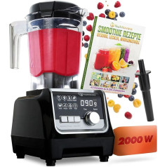 Nutri Blender Max+ Augstas veiktspējas blenderis 2000 W Stand Mixer Smoothie Augstas veiktspējas Smoothie Maker Profesionāls blenderis - 2L Tritan, BPA-Free, 9 līmeņi, digitālais taimeris Ietver Smoothie