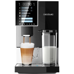 Cecotec Vollautomatische Kaffeemaschine Cremmaet Compactccino Black Silver, 19 Bar, Milchbehälter, Thermoblock-System, 5 Mahlstufen, 150g Kaffeespeicher