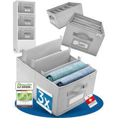 FACHIHOME® 3 skapju organizatoru komplekts, skapju organizatoru sistēma, izgatavota no augstākās kvalitātes Oksfordas auduma, atvilktņu organizatoru skapis ar sadalītājiem, organizatoru sistēma, skapju organizators istabai un birojam