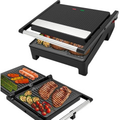 CHEF o MATIC Multigrill, Multifunctional Kitchen Grill, Contact Grill, 2000 W, Non-Stick Coating, Double Grill, Indoor Grill Panini, 180º Opening