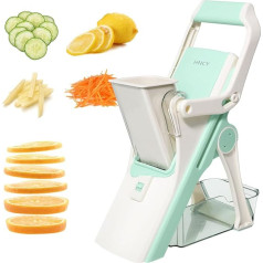 HNCY Gemüseschneider Manuell Mandoline, Gemüsehobel Hand-Safe mit 5 Schneidemodi, Vegetable Cutter mit Behälter, Gemseschneider für Julienne, Scheibe, Zwiebelschneider, Pommesschneider