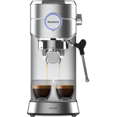 Taurus Euforia Espresso automāts 20 bāri, termobloka sistēma, Supreme Cream sistēma, 1450 W, 1 L, pulverizators, līdz 2 kafijām, karstais ūdens, programmējams kafijas daudzums, piemērots lielām tasēm