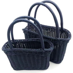 nanologi Multi-Purpose Basket, Shopping Basket, Picnic Basket with Handle, Suitable for Hotel and Catering, Braided Multi-Purpose Basket, Plastic Fibre, Carry Bag, Bread Basket, Gift Basket - Blue