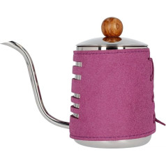 Barista Space Pour-Over Kettle 550 ml, einzigartiges Design mit blauem Wickelgriff und Gänsehalsschnauze, inkl. Holzdeckelgriff und Thermometerloch – violet