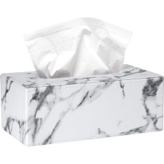 Paper Towel Container PU Leather Tissue Box Rectangular Cosmetic Tissue Box for Home Office Car Decoration Marble