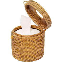 Lipeed Rattan Tissue Box Tualetes papīra kaste ar vāku vannas istabai, dzīvojamai istabai, biroja mēbelēm