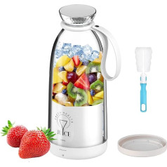 KMVIZI Blenderis Smoothie Makers, 500 ml pārnēsājams mikseris kokteiļiem un kokteiļiem, svaigu sulu miksera pudele ar apakšējo vāku, 6 asmeņi un USB uzlādes kabelis, mikseris ceļošanai, birojam, kempingam