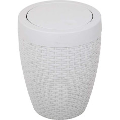 Addis 518367 Rattan Swing Top Bin Round Light Grey 5L Swing Bin