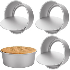 YOUNTHYE Loose Base Cake Pan 8 collu alumīnija apaļas nesadalītās dziļās cepšanas pannas Ziemassvētku kāzu dzimšanas dienas svinībām 4 Pack