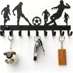 ELFSELF® Football Design Key Holder for the Wall – Everything Neatly Organised with the Key Board – 9 Hangers Sports & Football Decoration Key Rack – Birthday Gift