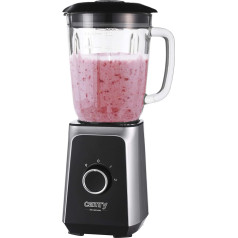 CAMRY CR 4077 Blender with 1.5 L Glass Container, Smoothie Maker, High-Performance Mixer, Grinding, Ice Crushing, Pulse Function, Stainless Steel Blades, 2 Speeds, 1000 W, Black/Silver