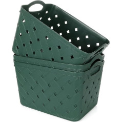 ASelected 3 Pack Plastic Storage Basket with Handles Large 35 x 30 x 21 cm Beautiful Fashion Skin Pattern Cross Weave for Kitchen Living Room Office Bathroom Bedroom