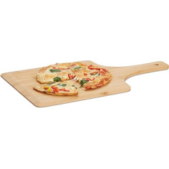 Relaxdays Pizzaschieber Bambus, 50 x 30 cm, als Pizzaschaufel, abgerundete Kanten, mit Griff, Brotschieber, natur