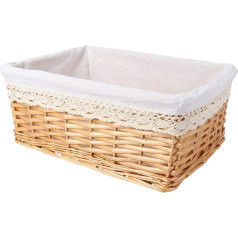 BESTOMZ Wicker Storage Basket with Removable Washable Liner 40 x 30 x 16 cm - Size L