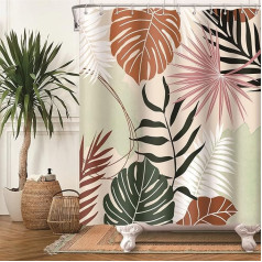 Bovlleetd Botāniskais Rideau de Douche Abstract Tropical Plantes Medieval Maple Palm Leaf Rideau de Douche Boho Boy Girl Bathroom Art Decor aizkars Ģeometriskais mazgājams vanna apdare aizkars 183 x 200 cm