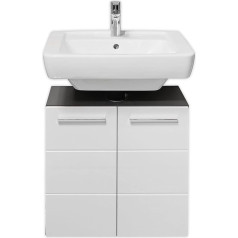 DEINE TANTE EMMA 36-416-P2 WBU Bathroom Sink Cabinet Gloss White Gloss / Anthracite Approx. 60 x 62 x 31 cm