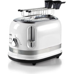 Ariete 149/01 Modern 2 Slice Toaster with Tongs, Automatic Eject, Crumb Drawer, Defrost and Heating Function, 6 Browning Levels, 800 W, White