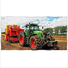 Zomer Beach Towel 70 x 140 cm, Printed Microfibre Bath Towel, Terry Towelling Tractor, Tractor Farm