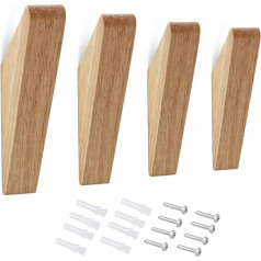 Venga amigos Wooden Hooks, Coat Hooks, Natural 45° Wall Hooks, Wood Modern Wall Decor, 14 cm, Large Load Capacity, 10 kg (Wood Colour, Pack of 4)