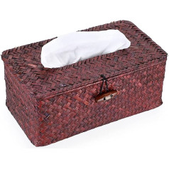 SUMTree Rattan Tissue Box taisnstūra izsmidzinātāja papīra kastes organizators birojam Vannas istaba Dzīvojamā istaba Guļamistaba Dārzs (sarkans)