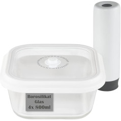 WUITOKI 4 x 800 ml stikla vakuuma pārtikas uzglabāšanas trauki Meal Prep Box Storage Container Freezer Container Mikroviļņu krāsns trauki