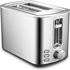 MYWAVE 8436587300936 Toaster Small with 2 Slots for Bread and Baked Goods, Stainless Steel, Stainless Steel