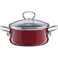 Riess 0707-008 Nouvelle - Top 3000 Rosso kastrolis ar stikla vāku, diametrs-16 cm, bordo krāsā