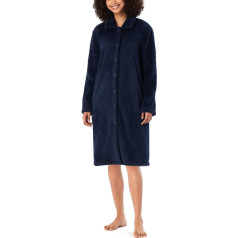 Schiesser Damen Bademantel kuschelig und warm mit Knöpfen - Teddy Fleece