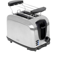 JUNG Adler AD3222 Stainless Steel Toaster 2 Slices with Bun Attachment, 3 Modes Defrosting, Roasting, Stop, 7 Browning Levels, Crumb Drawer, 1000 W