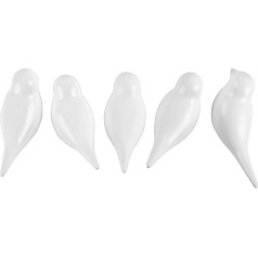 Set of 5 Bird Coat Hooks, Wall Decoration, Coat Hooks for Coats, Hats, Scarves, Jackets, Clothes and Headphones, White