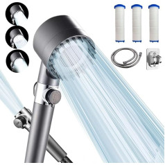 FUZSKWID German Multifunctional Massage Shower Head, Hand Shower, High Pressure Shower Head, Massage and Skin Beauty, Includes 150cm Hose+Adjustable Bracket+4 in 1 Removable Shower Head+