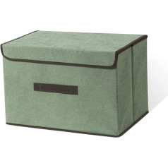 LELE LIFE Foldable Storage Box with Dustproof Lid and Handle, Foldable Storage Container, Foldable Storage Container for Cabinet, Bedroom, Home, Green