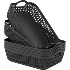 Zerdyne Set of 6 Plastic Storage Baskets Small Grey