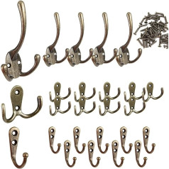 YiliYa Coat Hooks, Pack of 25 Wall Hooks, Vintage Coat Hooks, Antique Coat Hooks with 50 Screws for Coat Hooks, Bathroom, Kitchen, Office (Bronze)