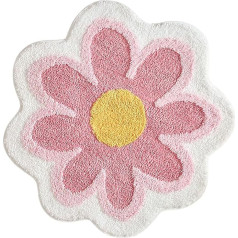 NFNSIG Ziedu formas vannas istabas paklāji, 40 cm, Cute Daisy Vannas paklājs, apaļš, mīksts, ļoti smalka šķiedra, ziedu grīdas paklājs, absorbējošs, mazgājams veļas mašīnā (rozā)