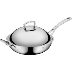 WMF Multiply Wok ar vāku 32 cm nerūsējošā tērauda sudraba krāsā