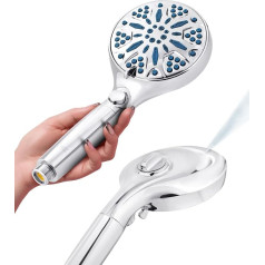 Lokby Water-Saving Shower Head and Hose Set 10 Settings - Built-in 2 Power Spray - Shower Head High Pressure for Low Hard Water, Up to 30% Less Water, Nozzles Prevent Accumulation