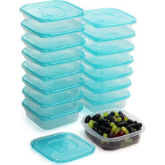 FRESHLY CONTAINED pārtikas uzglabāšanas trauki ar vāku, plastmasas kvadrātveida (16 gab.), 710 ml, atkārtoti lietojami plastmasas trauki ar vāku, nesatur BPA, piemēroti saldēšanai, mikroviļņu krāsnī vai trauku mazgājamā mašīnā, pusdienu