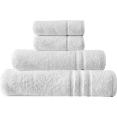 Towelogy® Luxury Hotel & Spa vannas dvieļu komplekts 100% kokvilnas 550 gsm īpaši absorbējošs ātri žūstošs vannas istaba duša balta (2 roku dvieļi 50 x 100 cm, 1 vannas dvielis 70 x 135 cm, 1 Jumbo vannas dvielis 100 x 150 cm)