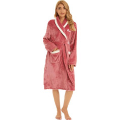 AMYTIS LINGERIE Bathrobe for Women, Female Dressing Gown, Soft Lightweight Plush Sleepwear with Pockets, Sizes S - 3XL, Brick Red Letter