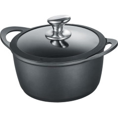 Berndes Vienna Saucepan 20 cm, piemērots visām plītīm, katls ar 3 slāņu nesadalāmu pārklājumu, stikla vāks, pilnas virsmas indukcija, nesadalāms pārklājums, alumīnijs, melns