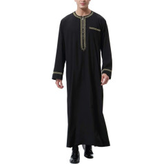 KRUIHAN Islāma apģērbs Vīriešu lūgšanu apģērbs vīriešiem Standing Neck Long Sleeve Saūda Arābijas musulmaņu Dubaija Robe