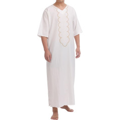 Odizli Kaftan vīriešu Abaya musulmaņu arābu islāma apģērbs 3/4 Sleeve V-Neck svītrains drukāt vaļēju garš Thobe