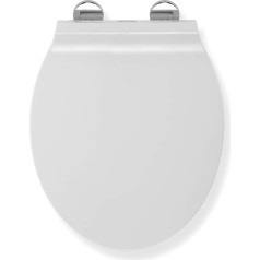 Croydex Flexi-Fix Michigan Slim Line Toilettensitz, rutscht Immer, langsamer Absenkautomatik, antibakteriell, Kunststoff, weiß, 42,5 x 37 x 5 cm