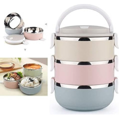 SWISSPACK Bento Box Nerūsējošā tērauda pusdienu kaste 3 slāņu stackable noplūdes drošas termiskās Bento kastes bērniem pieaugušajiem Pārnēsājams pārtikas konteiners skolai birojam darbam mājās piknikam 2,1 L