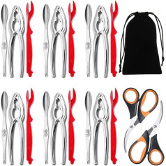 Artcome 21 Piece Seafood Tool Set - 6 Crab Crackers, 6 Lobster Bowls, 6 Wide Crab Forks, 2 Seafood Scissors and 1 Storage Bag