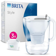 BRITA stila ūdens filtra krūze (2,4 l) ar 3 x Maxtra Pro All-in-1 kārtridžiem - modernā dizaina filtrs ledusskapim, lai samazinātu kaļķakmens, hlora, svina un vara metālu daudzumu