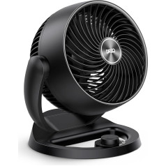 Dreo 28 dB klusais galda ventilators, 18 cm diametrs, 3 ātruma līmeņi, 120° regulējams, slīpuma leņķis, zema trokšņa līmeņa mazie ventilatori, portatīvs ventilators guļamistabai, birojam, Fox One, melns